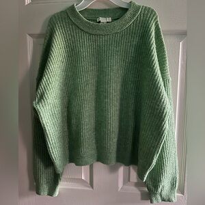 Green Ribbed Women's Sweater